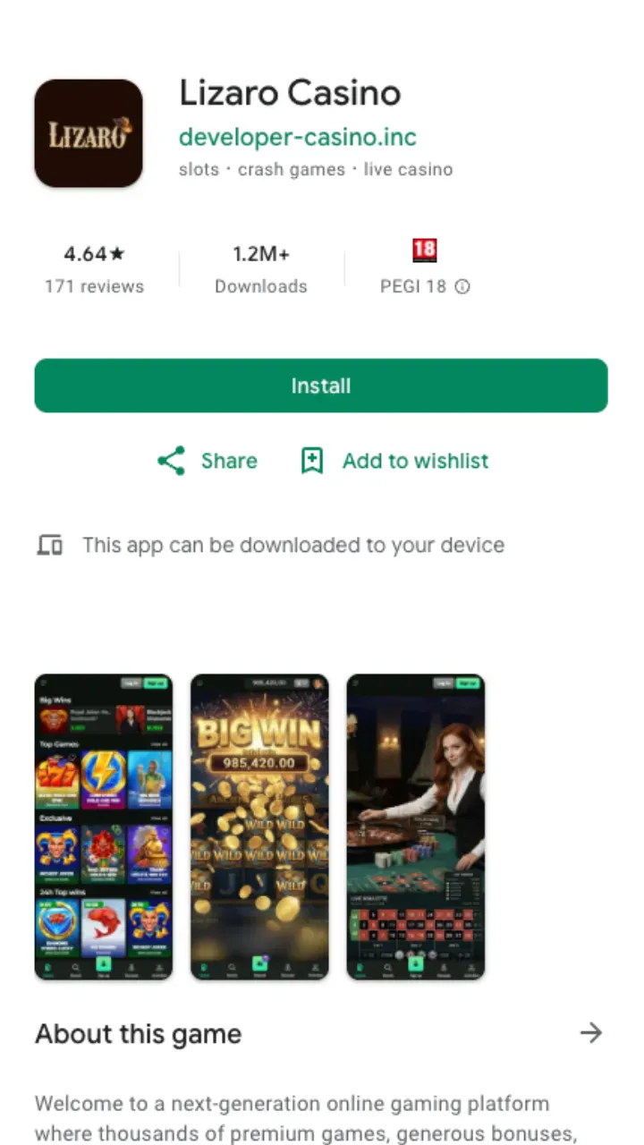 Lizaro Casino app